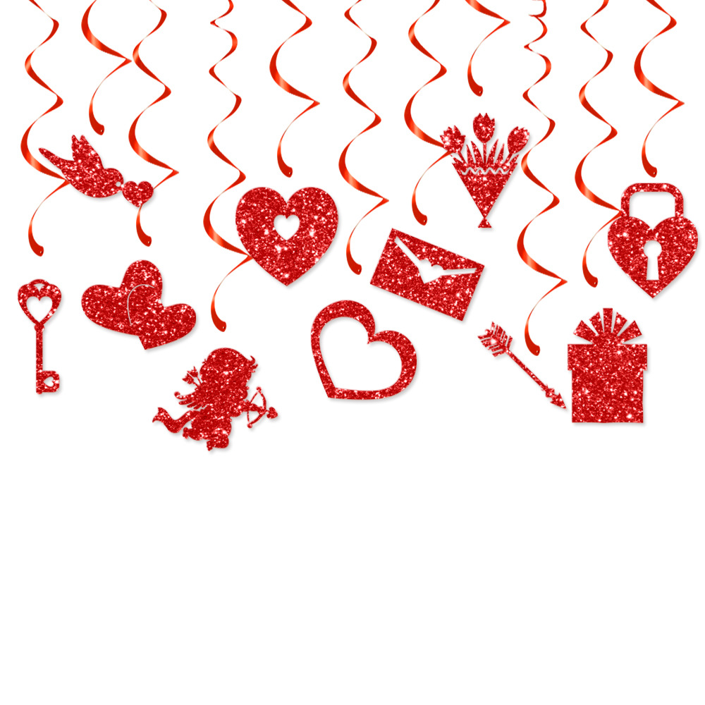 Europeo y Americano decoración del Día de San Valentín etiqueta espiral colgante boda compromiso decoración del techo colgante espiral