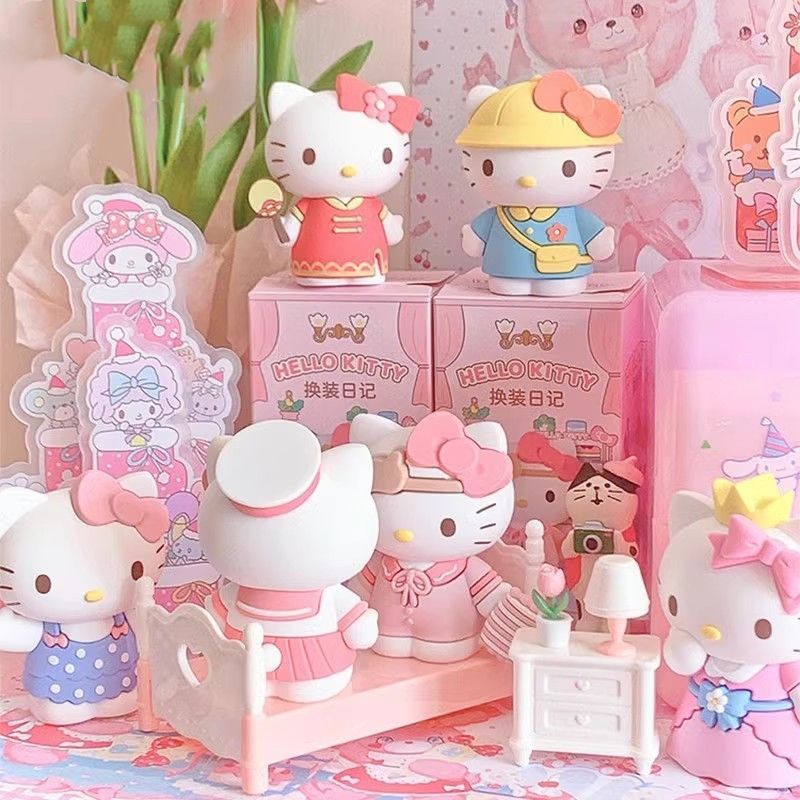 三丽鸥凯蒂猫换装日记盲盒Kitty猫手办可爱公仔桌面摆件玩偶礼物