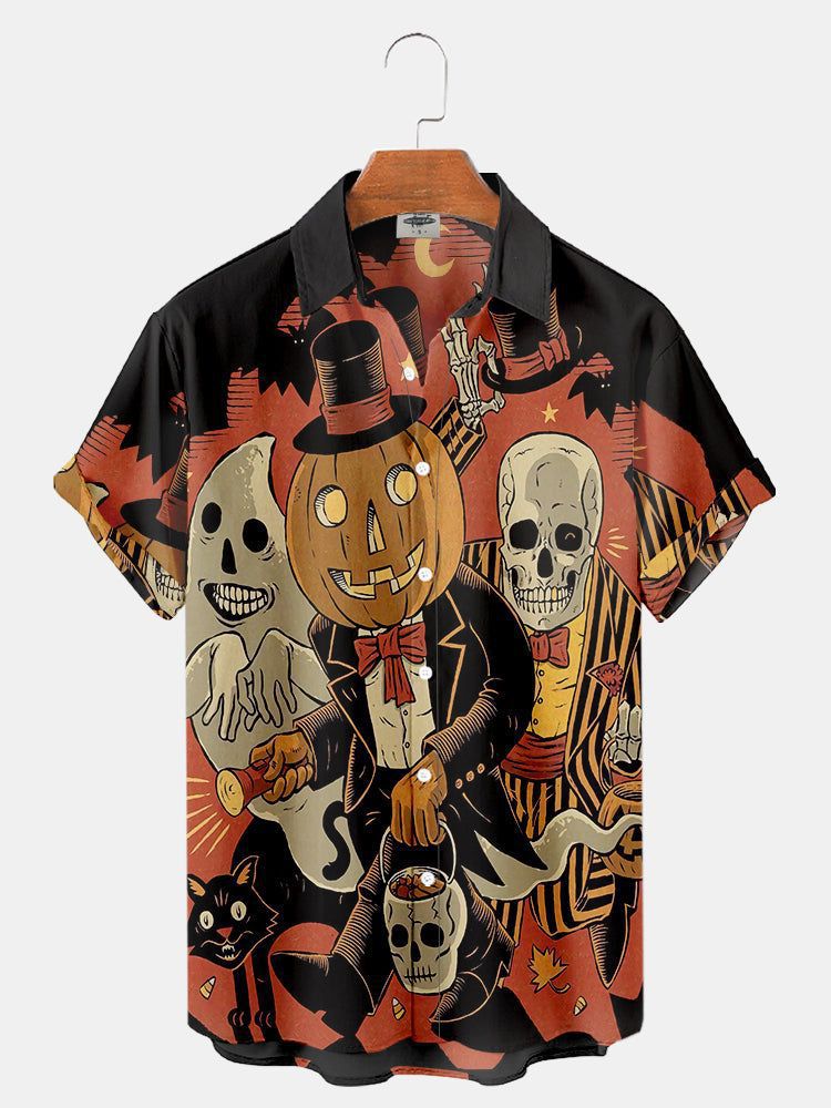Serie Camisas estampadas Fabricantes de Halloween para hombres Hawaii Halloween Source Station Camisas digitales para hombres transfronterizos 3D