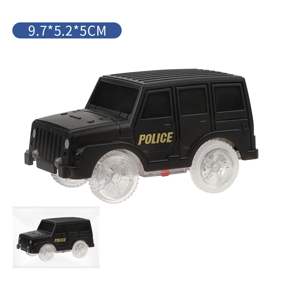 Eléctrico transparente 5-luz caramelo coche muñeca emisora de luz carril accesorios de juguete luz coche de policía ingeniería coche suministro transfronterizo