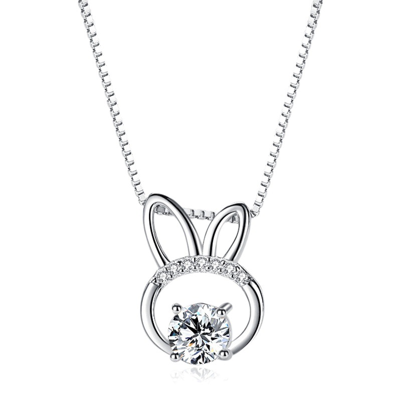 S925 plata esterlina dulce lindo conejo collar estilo coreano colgante de las mujeres simple chica clavícula cadena transfronteriza al por mayor