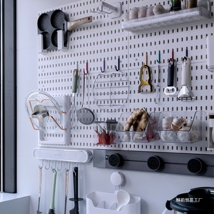 No Punching Household Hole Board Accessories Dormitory Kitchen Bathroom Wall Hanging Entry Storage Rack Partition