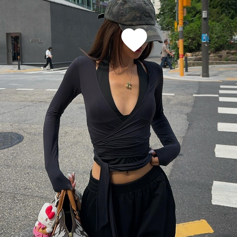 Sweet and Cute Casual Cross-Tie Design Yoga Cover-Up, Versatile Spring and Summer Style T-Shirt Cardigan Top for Women