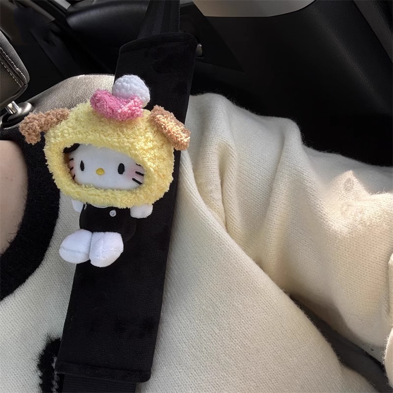 New kitty cat car seat belt shoulder pad plush protective cover anti-collar cute women's car interior decoration
