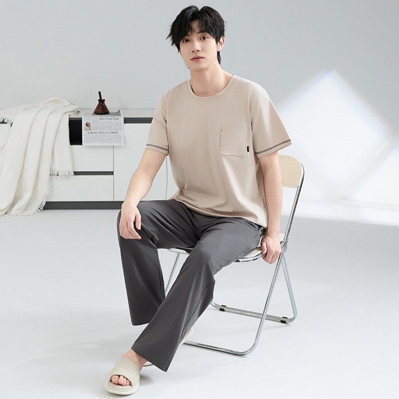 Pijamas de hombre verano algodón puro 2025 nuevo verano fresco algodón fresco pantalones de manga corta se pueden usar al aire libre traje de servicio a domicilio