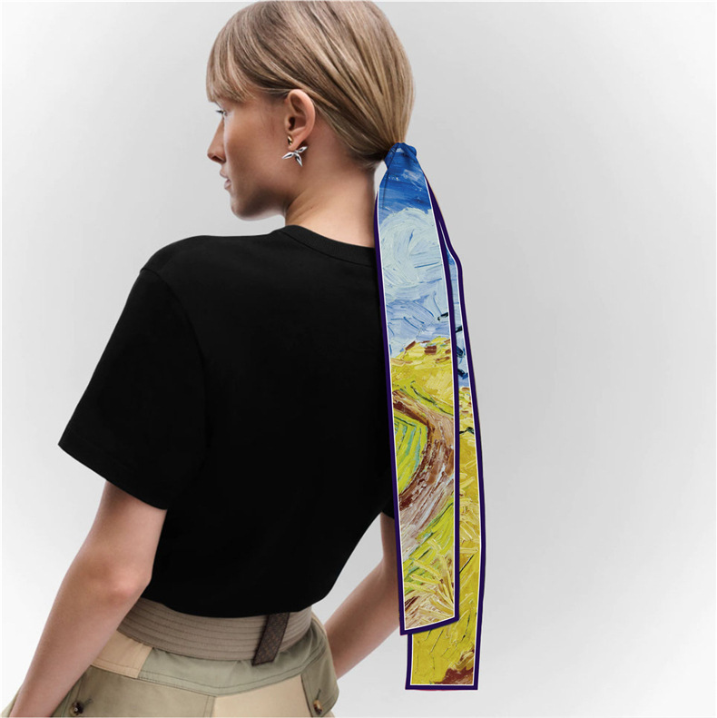 Women's Simple Style Oil Painting Satin Printing Silk Scarf display picture 77