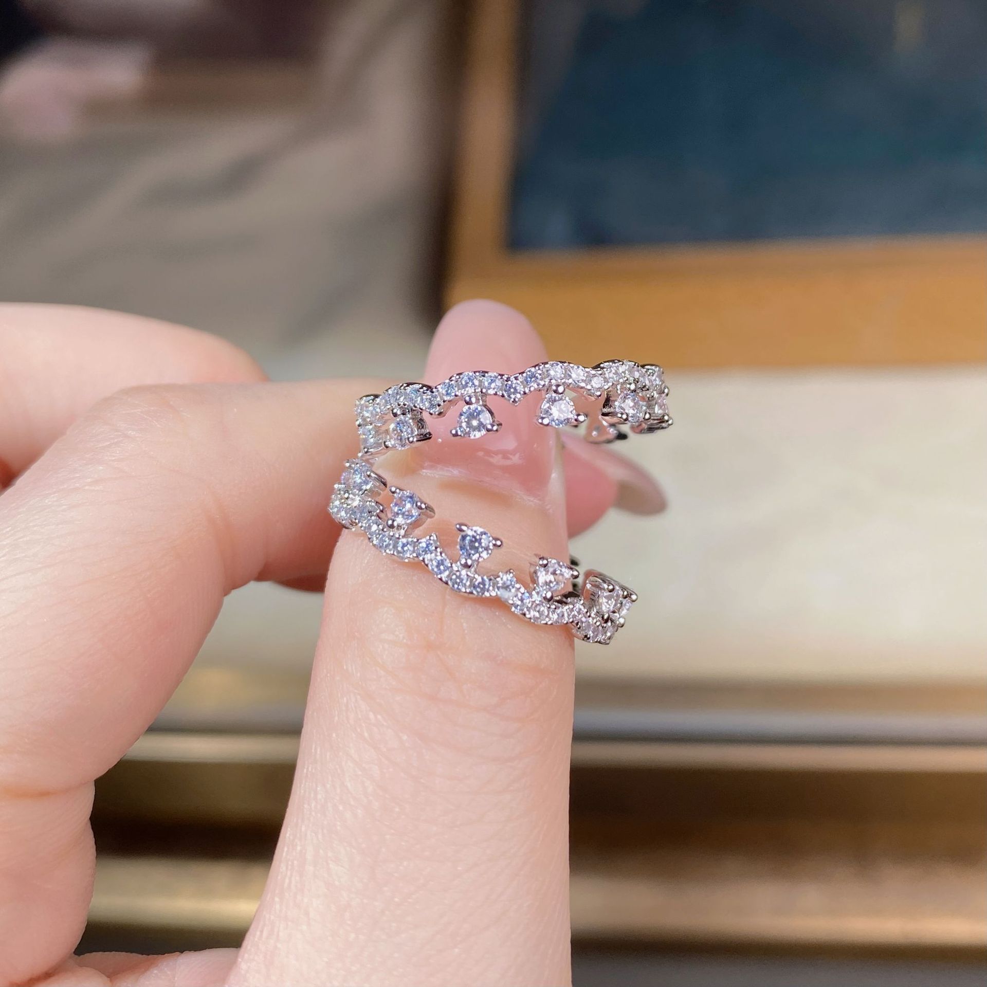 Simple Style Bear Sterling Silver Inlay Zircon Rings 1 Piece