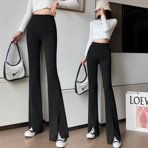Japanese and Korean women's spring split micro-bellbottom pants, fashionable and versatile bell-bottom pants for women, casual leggings for women