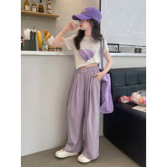 Girls' Summer Casual Pants 2024 New Summer Collection Korean Style Children's Trendy Girl Summer Wide Leg Long Pants