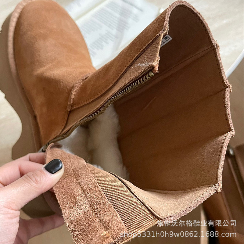 时尚人鱼铅笔靴女秋冬新款美拉德增高显瘦侧拉链马丁靴雪地靴女|undefined