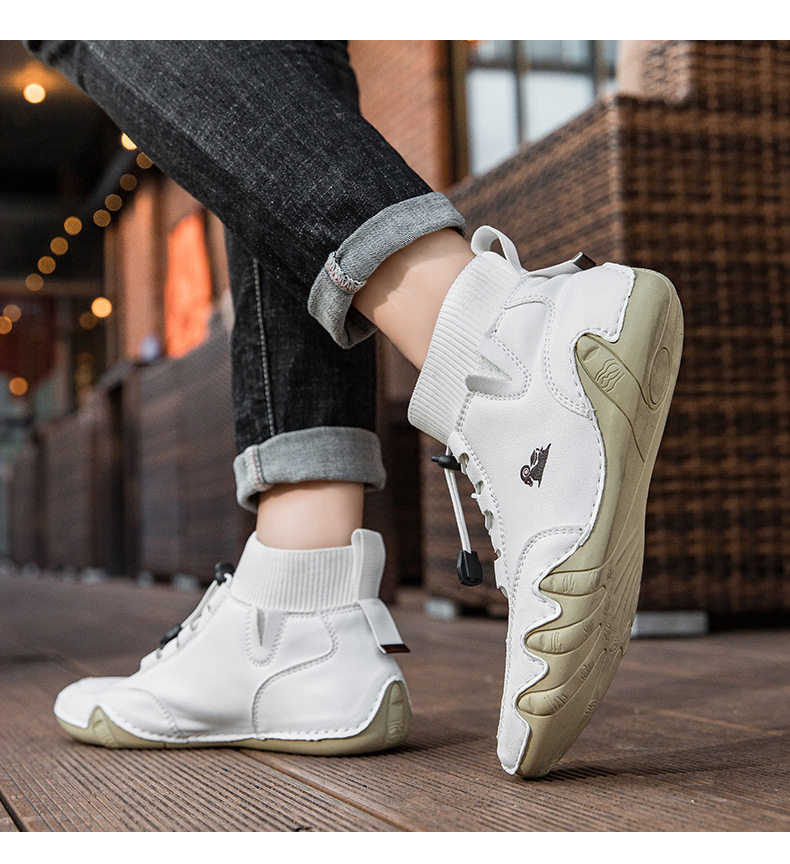 Bốt Martin cổ cao unisex dáng thể thao, đế bằng, mũi tròn — C8005 kaki, C8005 màu xám, C8005 màu đen, C8005M kaki lót nhung chi tiết 14