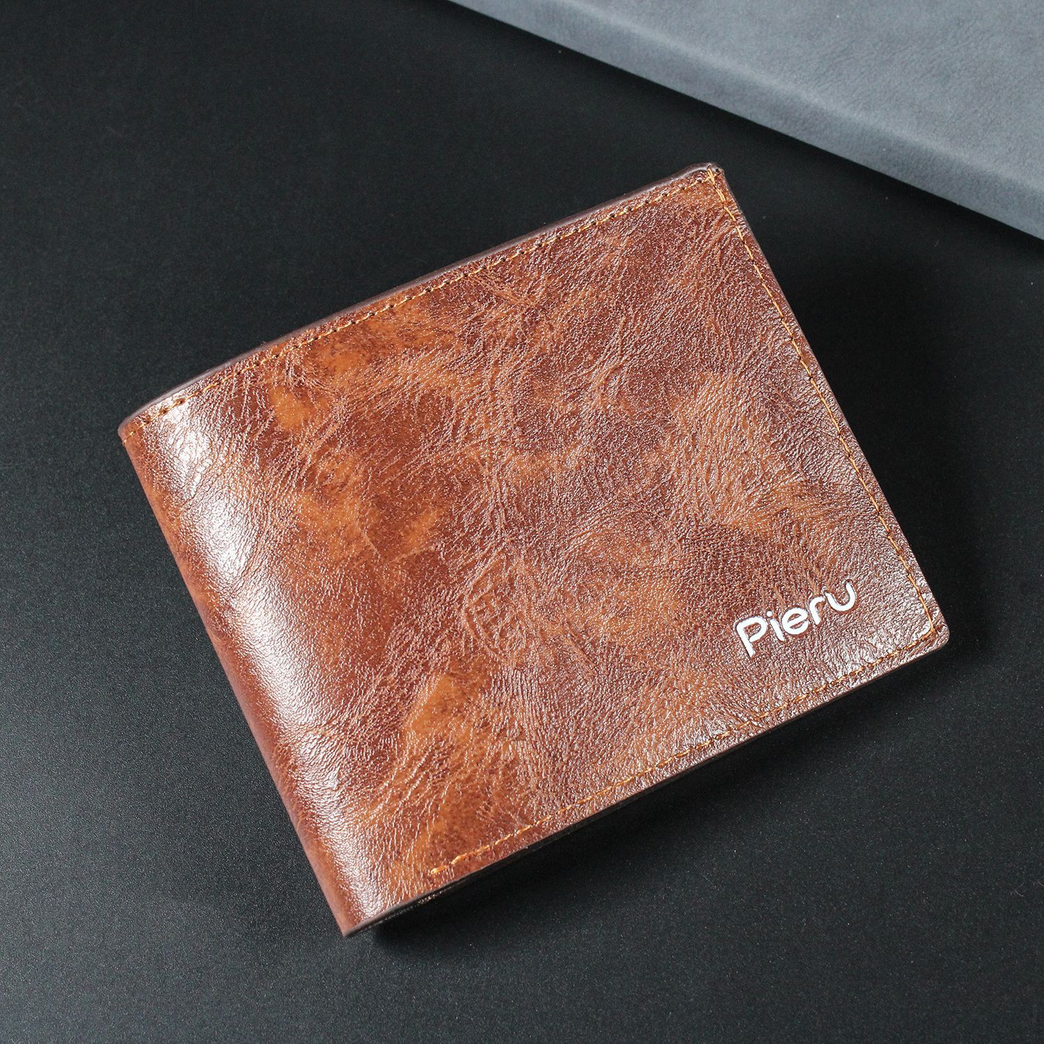 Hot Selling Fire Burned Ground male wallet large capacity faux leather fashionable youth money clip short men's ticket holder