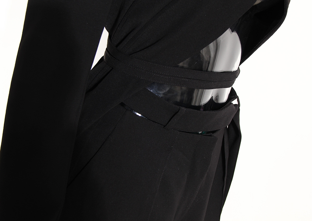 Women's Clothing Niche design deconstructed herringbone suit female tie wide shoulder suit jacket hollow straight pants two piece suit_voghion.com