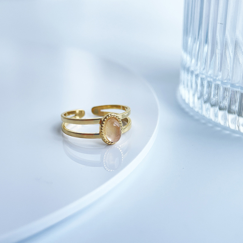 Fashion Geometric Titanium Steel Inlay Zircon Open Ring 1 Piece