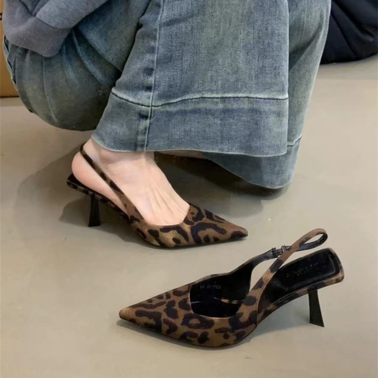 Сексуальные женские туфли-лодочки на шпильке с леопардовым принтом и pointed toe, стиль 2024 летом, френч-стилетто
