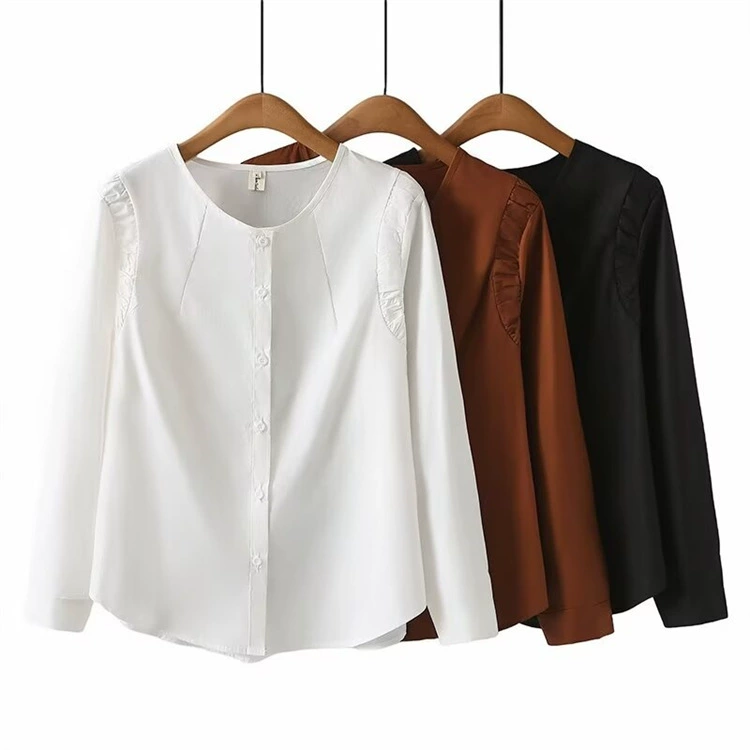 Большой размер женский топ 2024 осенний новый толстый MM модный тонкий пианино с круглым вырезом с длинными рукавами рубашка 2430