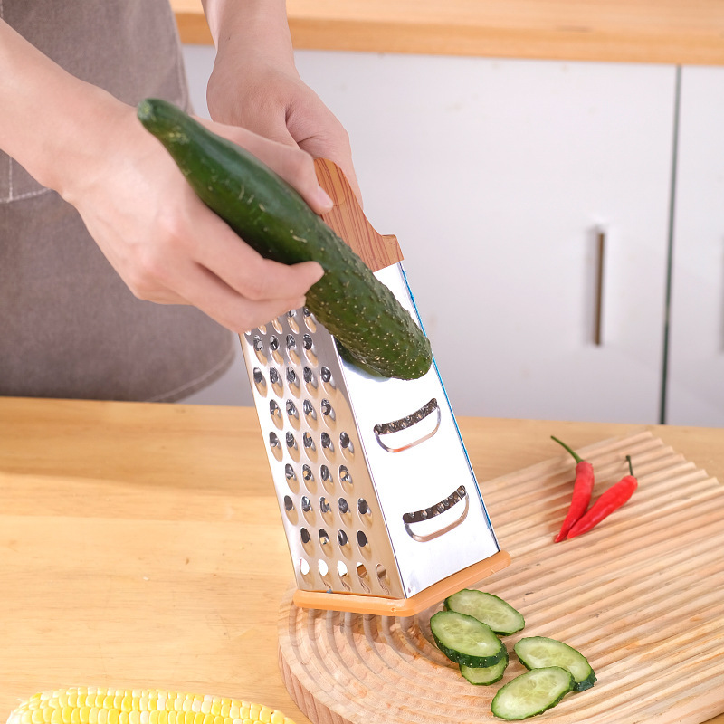 多機能手提げ木の柄の糸拭き器六面野菜切り器マッシュポテトの糸拭き板家庭用大根削り器|undefined