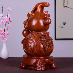 花梨木雕葫蘆擺件大號雕刻福祿客廳家居裝飾品紅木工藝品送禮裝飾