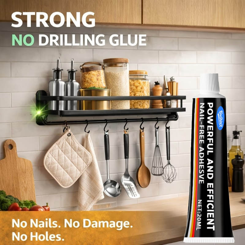 Kineshienx High Viscosity Nail-Free Adhesive for Wall Mounting, Strong Adhesive for Metal Wall Shelves, Hooks, and Picture Frames Kineshienx High Viscosity Nail-Free Adhesive for Wall Mounting, Strong Adhesive for Metal Wall Shelves, Hooks, and Picture Frames