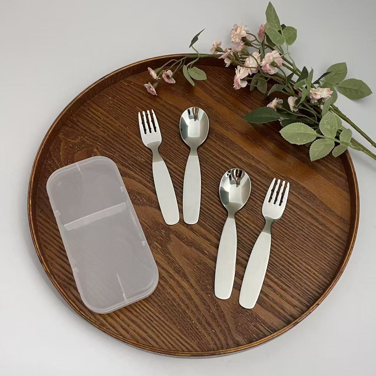 Children's Spoon 304 Stainless Steel Spoon Fork Household Tableware Baby Food Supplement Feeding Spoon Creative Dessert Small Spoon Fork