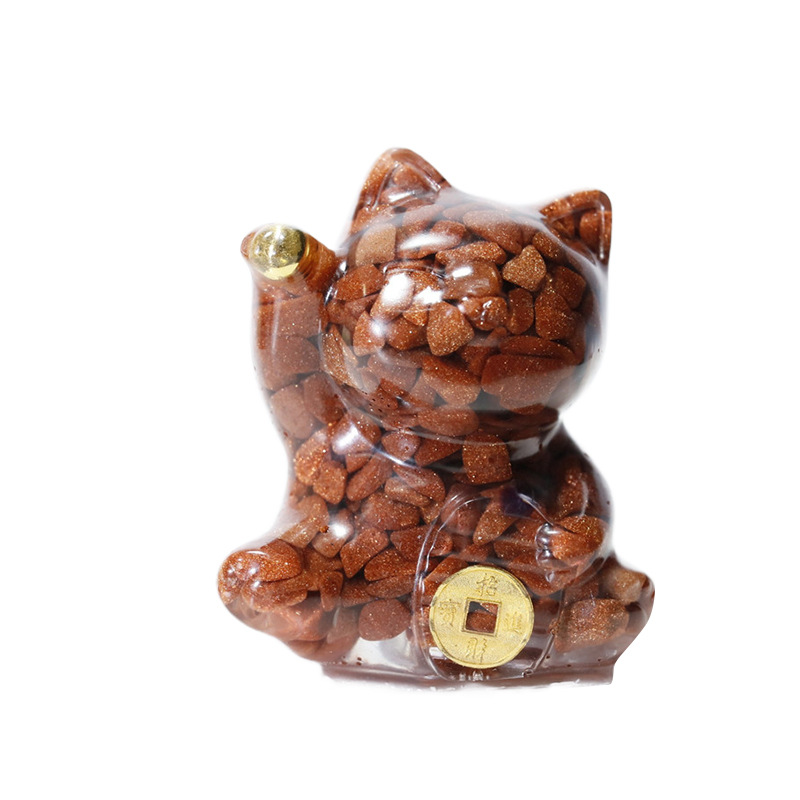 水晶の猫のデスクトップの置物の家の装飾のゴムの猫の工芸品の小さくて美しい猫の置物の卸売り