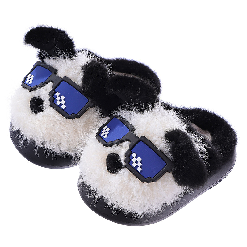 Otoño y invierno zapatillas de algodón para niños y niñas calientes y pelusa para padres e hijos, zapatos de algodón antideslizantes para cachorros