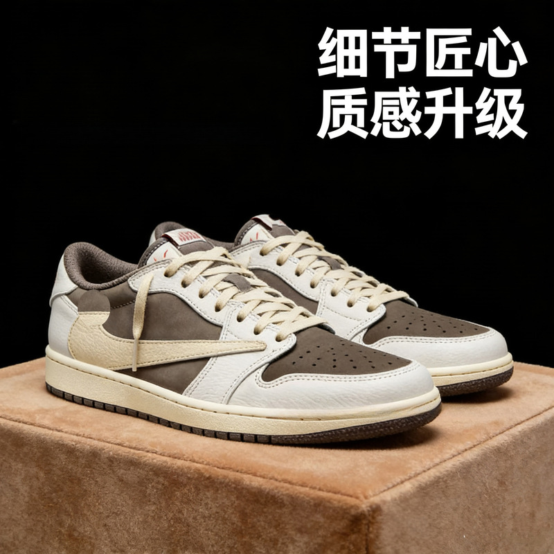 Original Aj1 Low-Top Men's Sneakers, Sports Casual Shoes, Collaboration with Reverse Swoosh Design, White-Gray-Blue, Pure White-Gray, Couple's Style Shoes