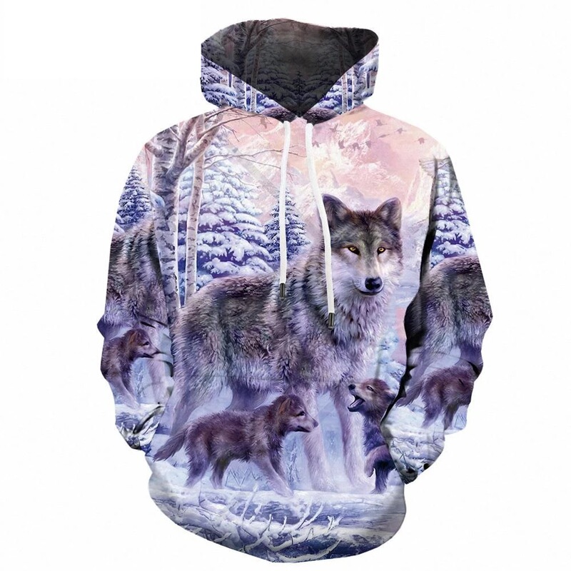 2021 cross-border casual sweater animal wolf 3D printed couple hooded sweater lightweight breathable hoodie 2021 cross-border casual sweater animal wolf 3D printed couple hooded sweater lightweight breathable hoodie