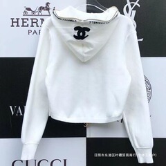 高版秋冬新款小香古风刺绣字母针织气质连帽拉链开衫宽松百搭上衣