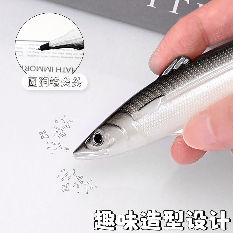 新学期ギフト 塩辛魚型ボールペン 学生向けプチ景品 楽しい筆記ペン 文房具 黒インク速乾サインペン|undefined