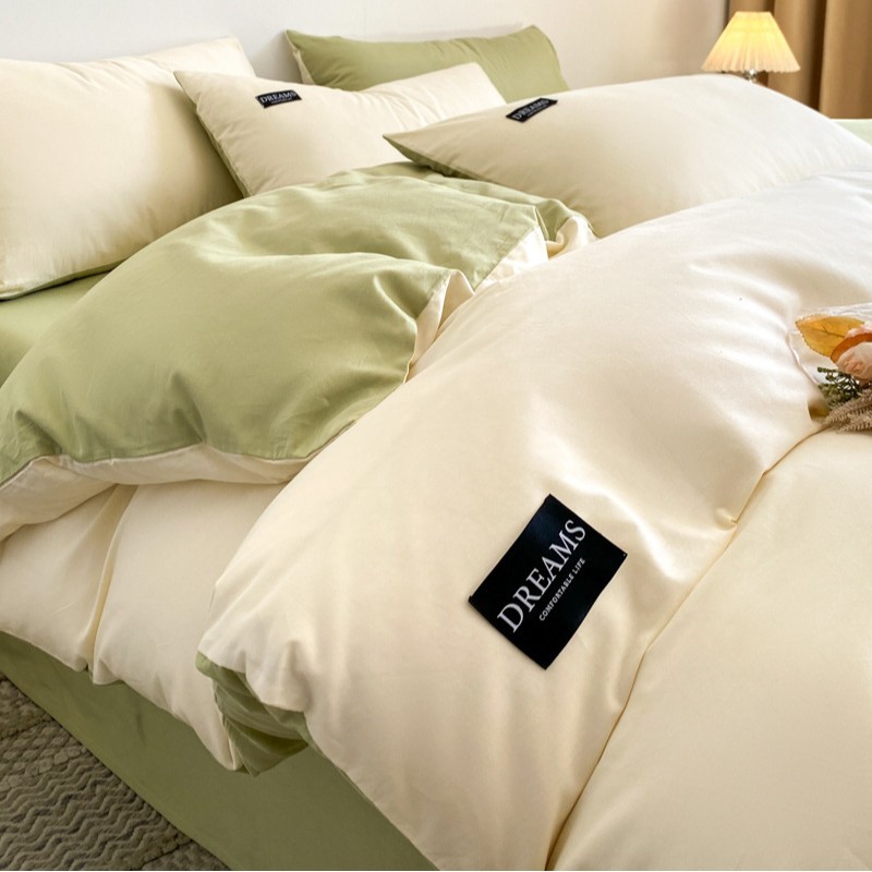 Luz de lujo alto algodón de lana larga cuatro piezas de sábanas de algodón cubierta de colcha de algodón dormitorio individual tres piezas de ropa de cama