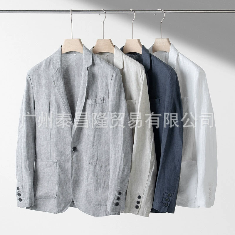 пожелания Amazon, европейский и американский трансграничный популярный летний однотонный костюм из хлопка и льна с воротником, готовый льняной модный повседневный костюм