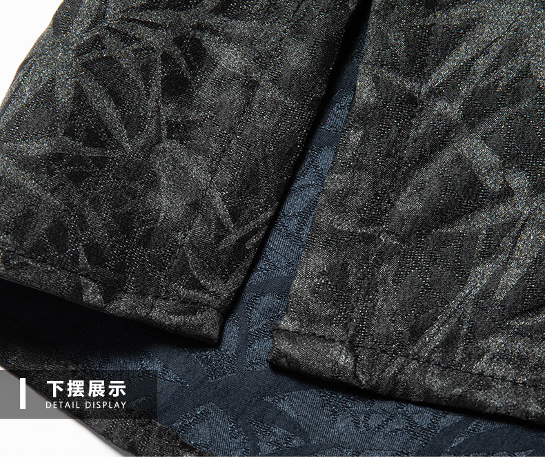 Áo sơ mi nam ngắn tay lụa tơ tằm cổ đứng phong cách Trung Hoa nút vải — Đen 25185 chi tiết 21