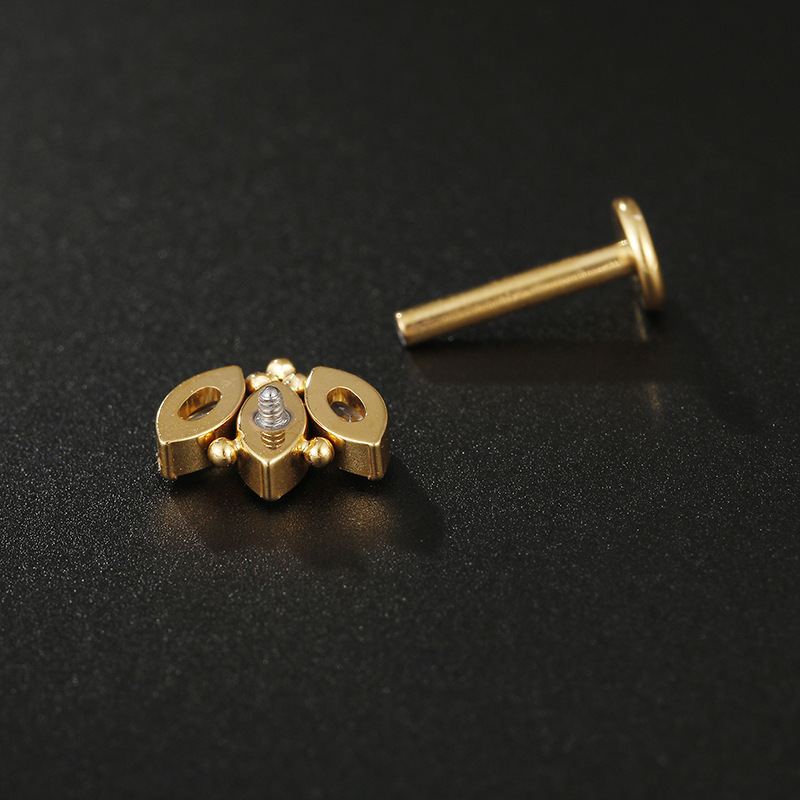 6g Weight Zircon Inlay Material lip stud Classification 1 Piece Quantity Simple Style Crown Titanium Steel Inlay Zircon Lip Stud