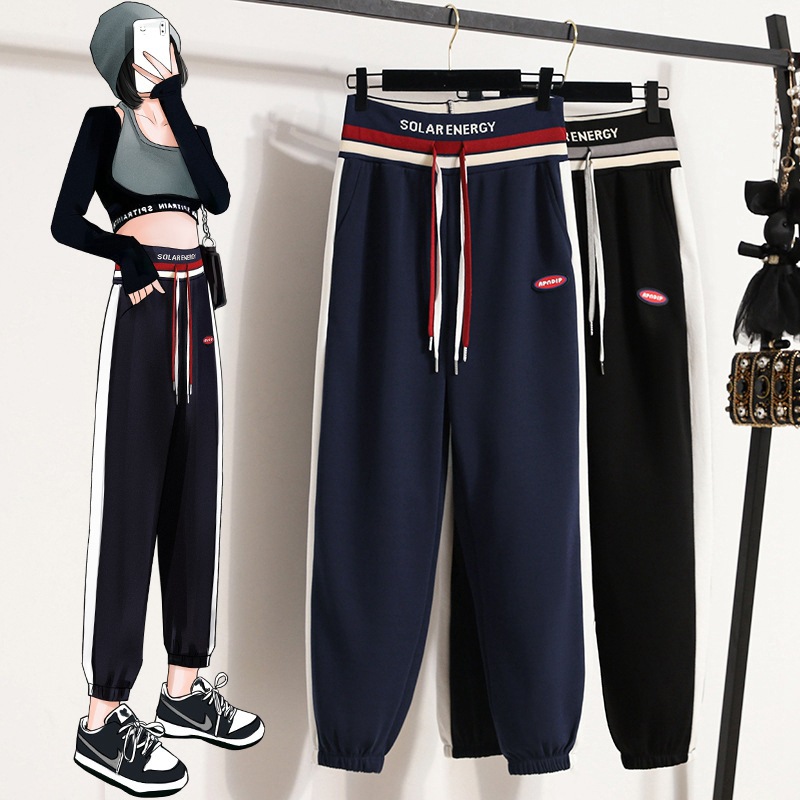 letter Paige Sports pants 2022 Autumn and winter new pattern Hit color Drawstring Haren pants Show thin leisure time sweatpants