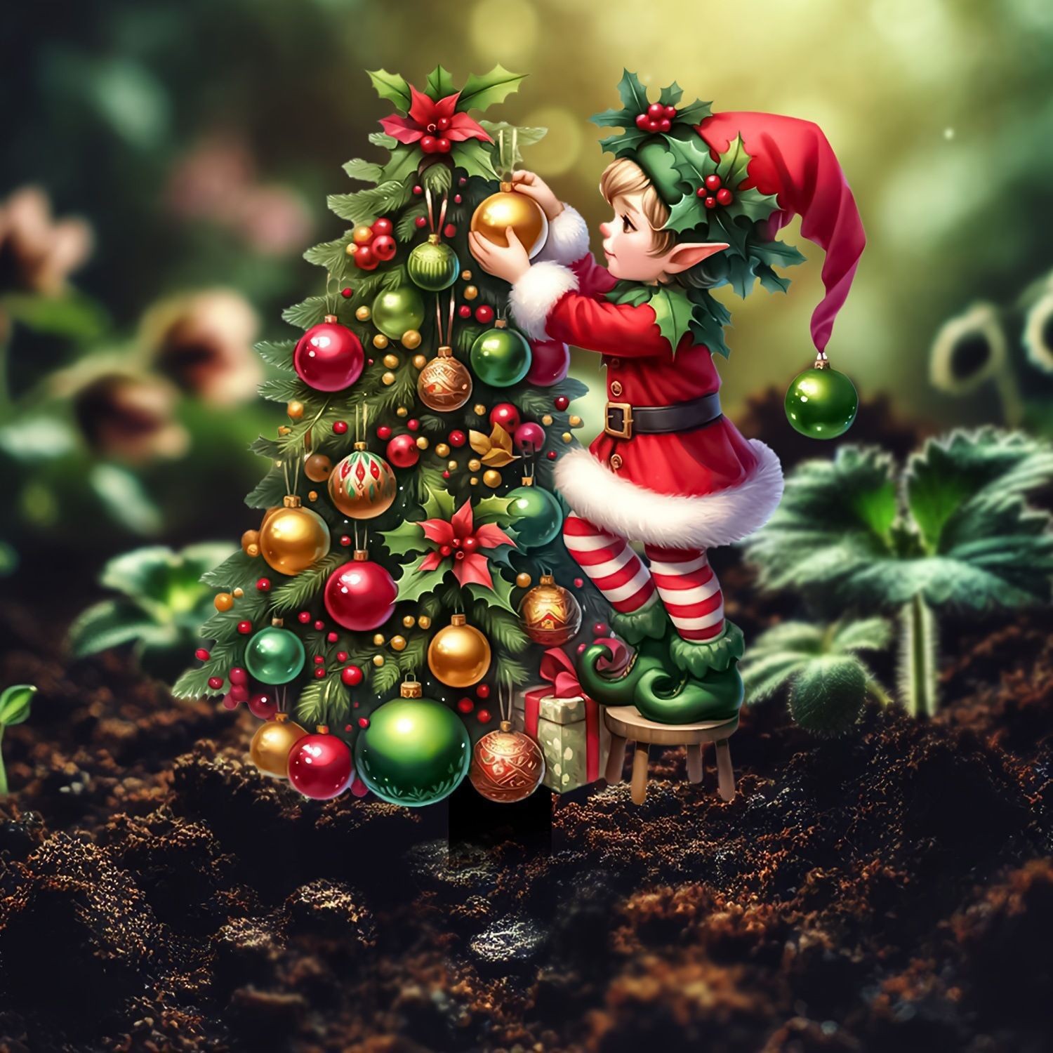 Nuevos productos transfronterizos de Navidad genio y árboles jardín interior y exterior acrílico inserción infantil interesante inserción
