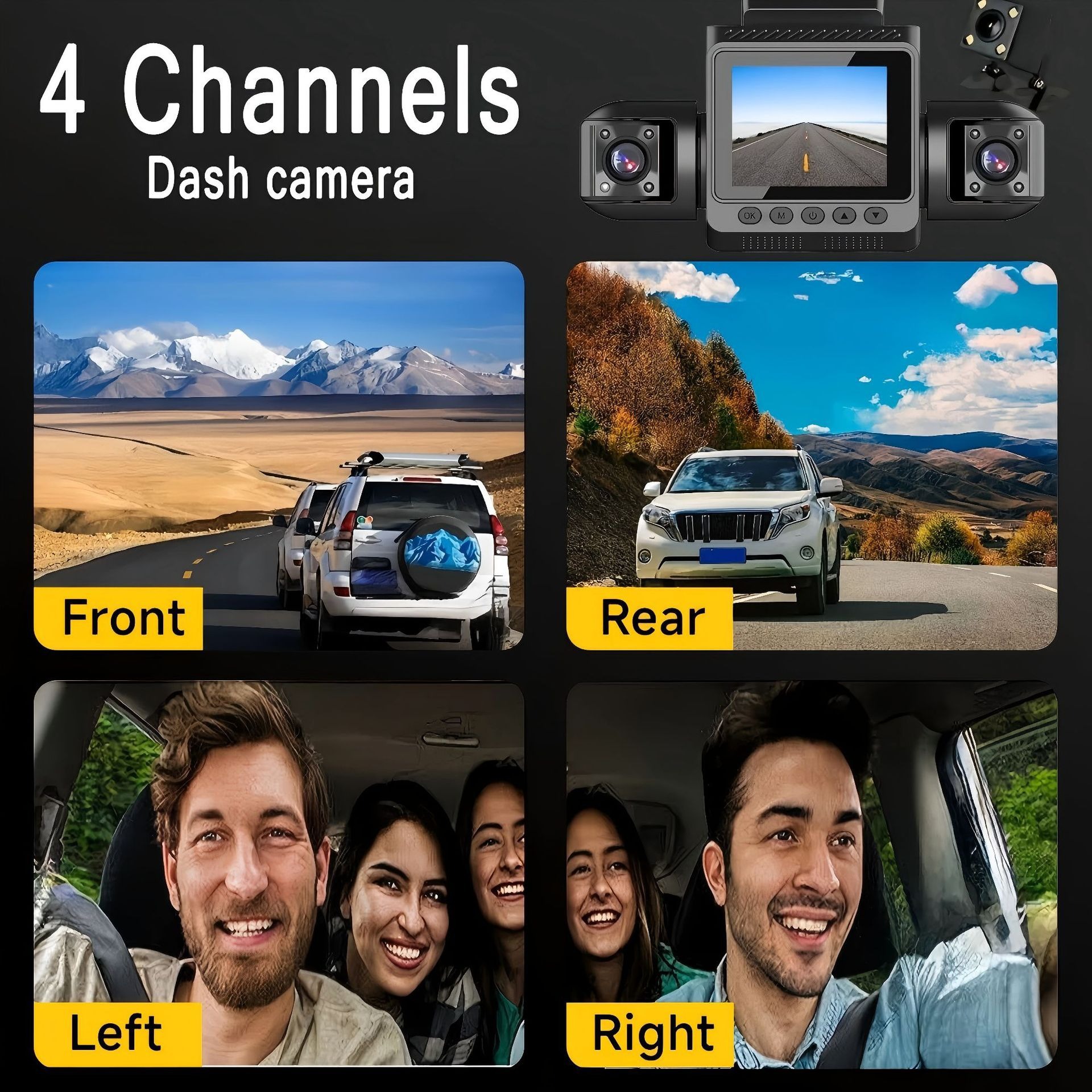 Cross-border 4-lens dashcam new model high-definition 1080P infrared night vision WiFi quad-camera car recorder