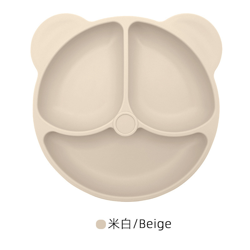 Silicona bebé cena placa redonda cara sonriente vajilla de silicona de los niños plato de cena de silicona suplemento de alimentos para bebés plato de cena del compartimiento