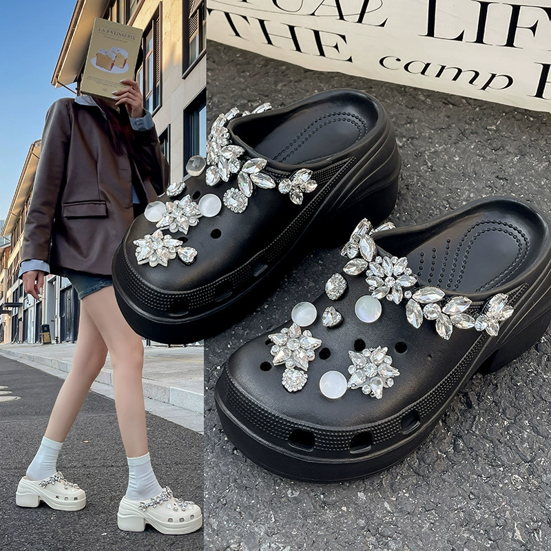 Русалка пещерные туфли женские премиальный смысл стразы летние новые толстые подошвы толстые каблуки увеличенные свадебные туфли скользкие тапочки