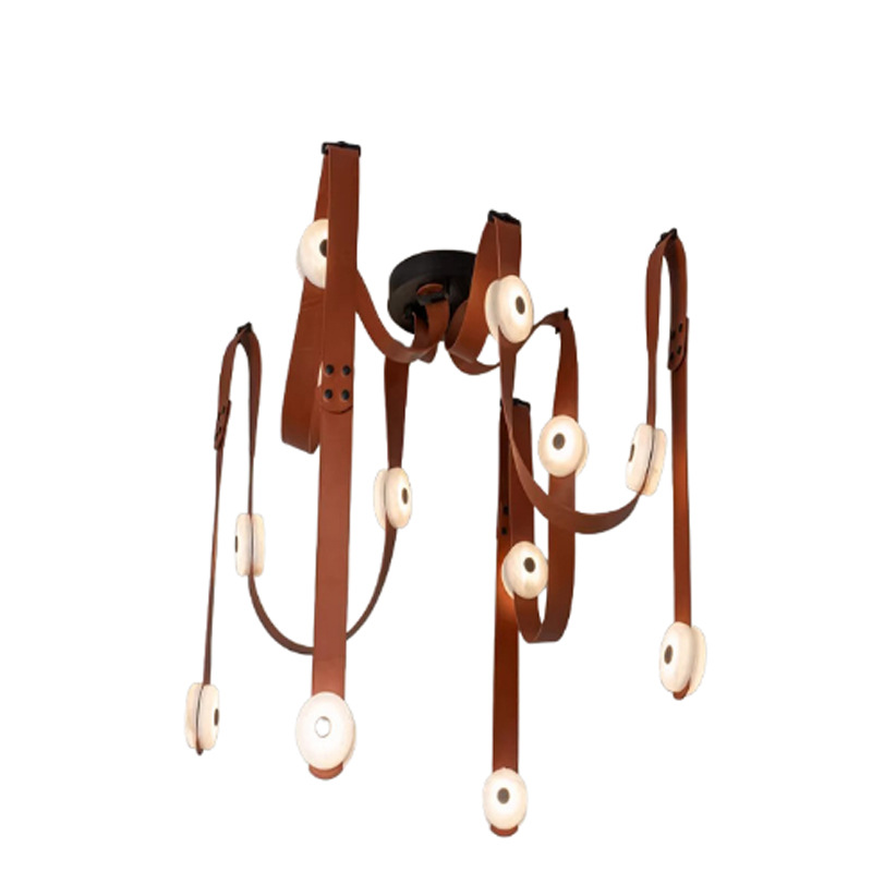 Sensación de alto nivel de cinturón minimalista sala de modelo elegir lámpara candelabro hueco diseñador italiano loft edificio dúplex sala de estar comedor luz