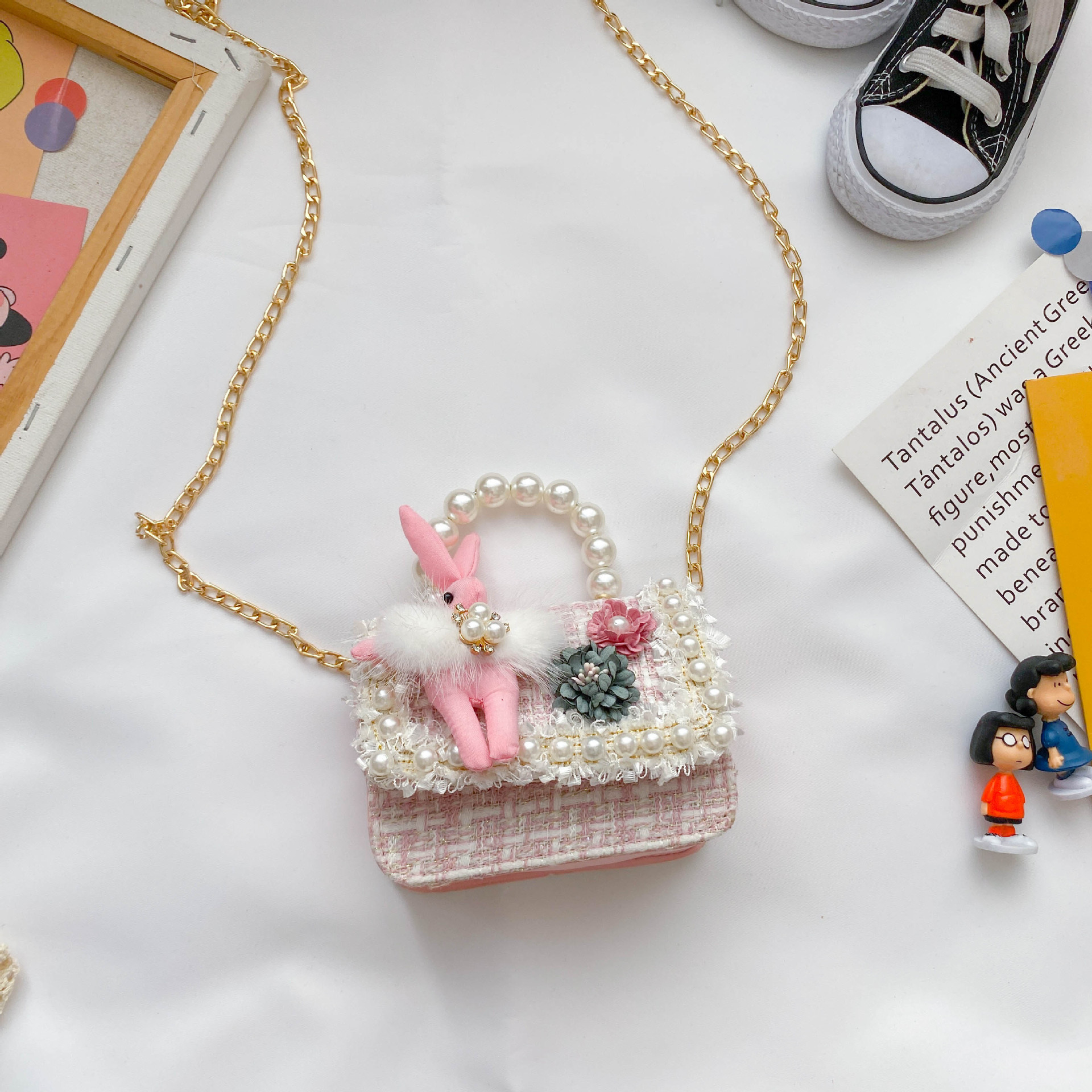 Bolso de perla para niños nuevo estilo coreano lindo estilo occidental bolsa de mensajero para niñas princesa mini cambio bolsa de accesorios