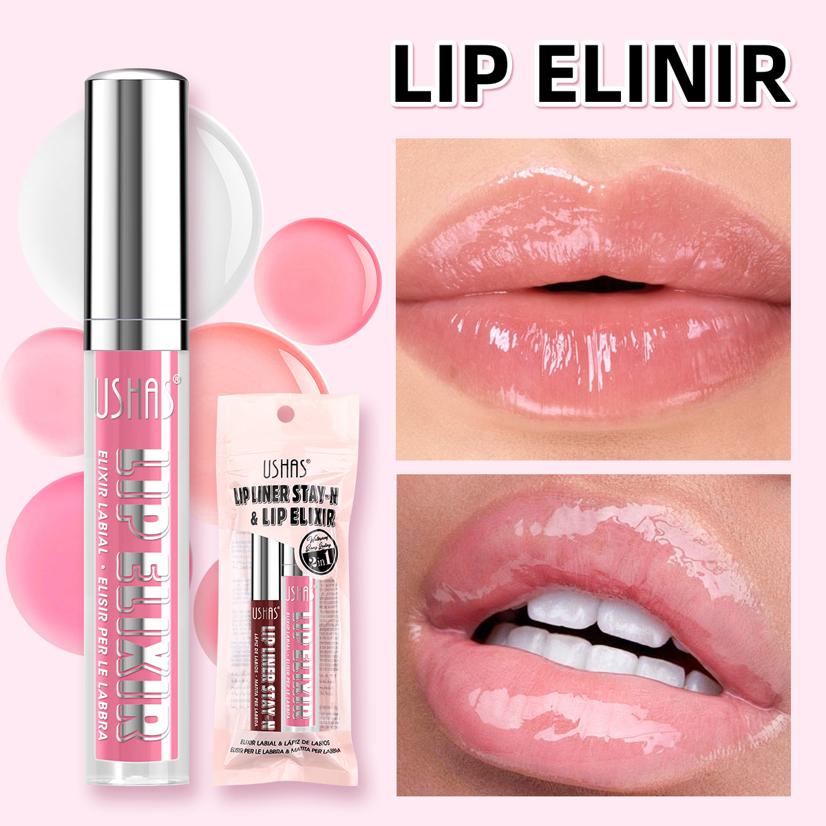 USHAS explosión venta al por mayor transfronteriza duradera doble desgarrador de lápiz labial + conjunto de lápiz labial UC115