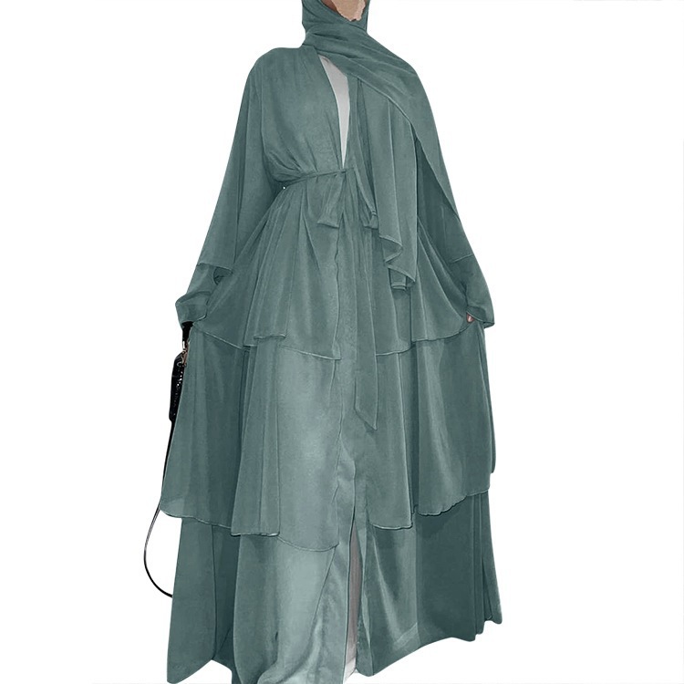 Cross-border Women's Clothing European And American Fashion Middle Eastern Style Spliced Three-layer Chiffon_ecoleips.com