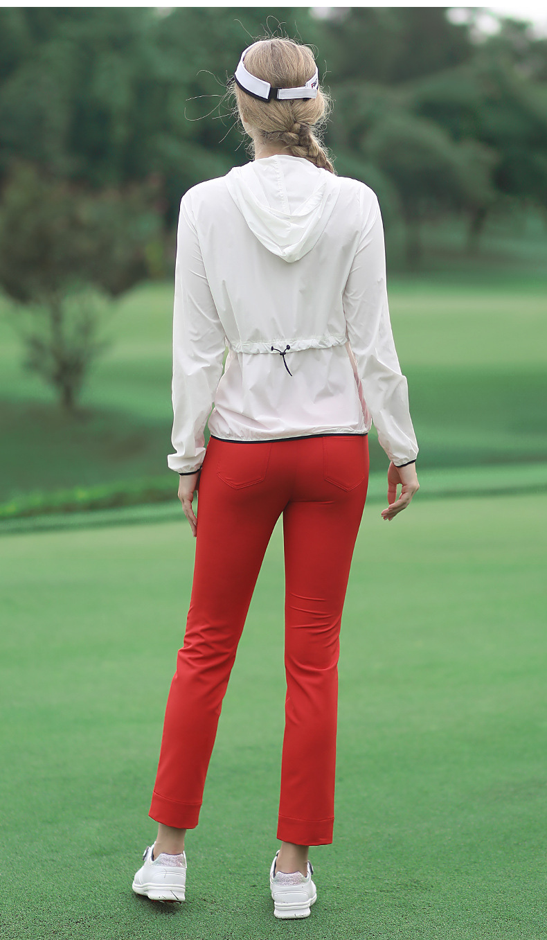 Quần thể thao nữ dài 9 phân golf PGM vải nhung mỏng thoải mái — KUZ094 quần chín phân nữ giản dị Màu Đỏ, KUZ094 quần chín phân nữ giản dị màu đen, KUZ094 quần chín phân nữ giản dị màu trắng chi tiết 3
