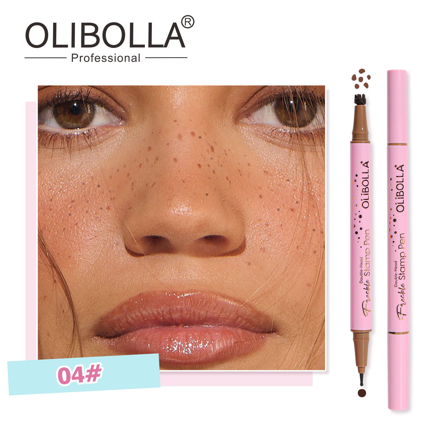 Transfronterizos OLIBOLLA simulación de pecas de doble cabeza pecas sello de pena puntuación de pena impermeable anti-transpiración maquillaje europeo y americano