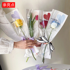 Bulk dropshipping DIY flower shop Mother's Day integrated heart straight flower bouquet packaging single bag