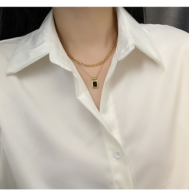 18K Real Gold Plated Plating Material Vacuum Plating Real Gold Plated 18K Gold Gold Plating Silver Plated Geometric 304 Stainless Steel Fashion Waterproof Non Tarnish Titanium Steel Layered Necklaces
