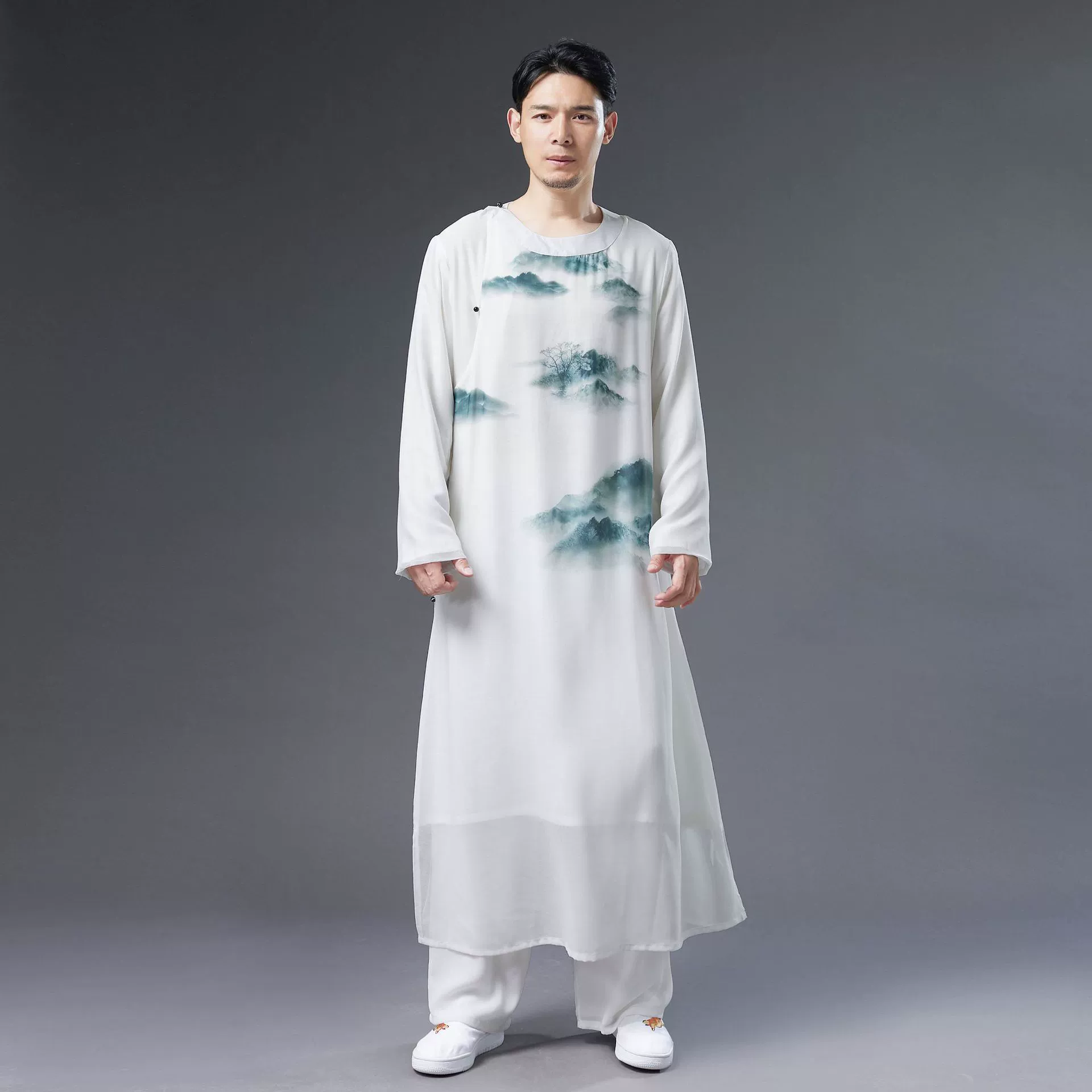 Summer white Hanfu, round collar, Chinese style