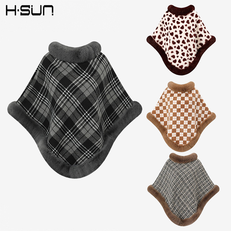 Cape Shawl Autumn and Winter 2026 New Faux Fur Rabbit Fur Scarf Women's Knitted Coat Versatile Loose Outerwear