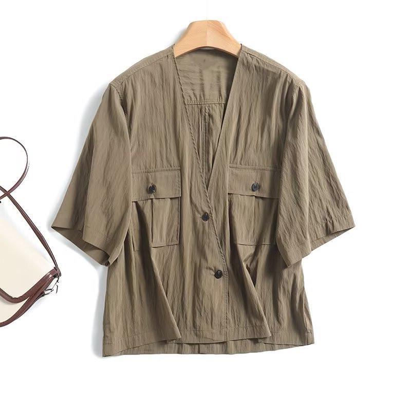 Bm&Md&Za New Summer Women's Work Clothing Style Elegant V Neck Short-Sleeved Shirt 05196977707